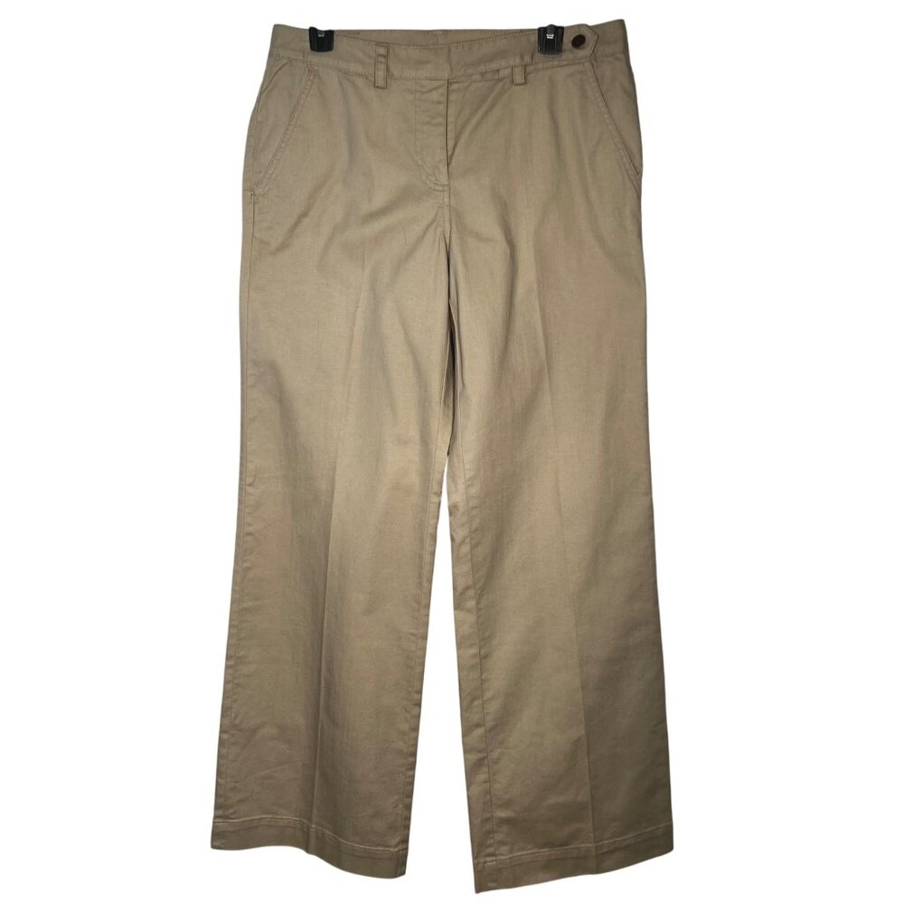 Ruby Rd Wide Leg Denim Chino Sand Beige Pants 8 (33x31) NWT